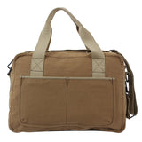 Brown bag with beige straps on a white background
