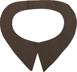 A dark brown fabric collar with a pointed V-shaped neckline, shown flat against a solid white background.