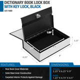 Dictionary Book Lock Box w/ Key Lock - Black (AX11680)