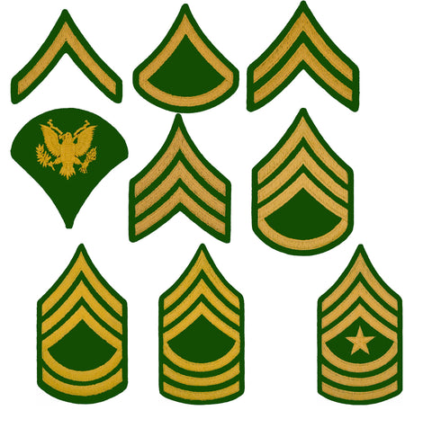 Patch - Chevron Army Dress - Gold on Green (Pair) Hahn's World of Surplus & Survival Patch - Chevron Army Dress - Gold on Green (Pair) Hahn's World of Surplus & Survival