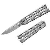 Knife - Benchmade Laro T1 Billet Balisong - Gray Titanium (82)