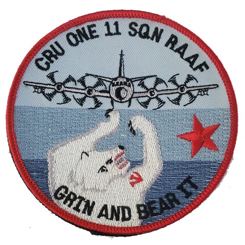 Patch - RAAF CRU One 11 SQN RAAF Grin Bear It - Sew On (7733-6)