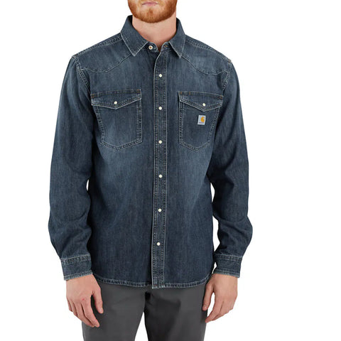 Carhartt - Montana Relaxed Fit Midweight Denim Long-Sleeve Snap Front Shirt (106429-HK3)