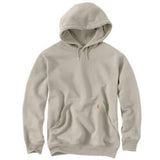 Beige hoodie with brand logo on a white background
