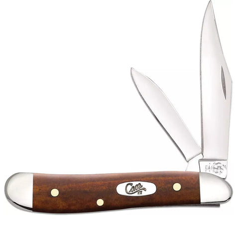 A folding knife with a smooth chestnut bone handle and a stainless steel blade, featuring the Case brand logo.