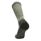 Gray sock with black heel on a white background