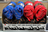 SE 100'x1/2" Diamond Braid Rope - 800 LBS Breaking/260 LBS Working Load (RP12100DB-8)