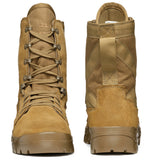 Tan tactical boots shown from front and side 