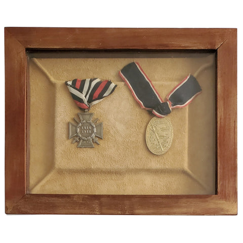 Vintage German WWI Medals in a Shadow Box (8032)