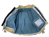 Quilted inside jacket with geometric pattern on a white background