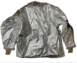 Silver reflective jacket on a dark surface