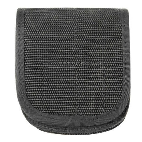 Black textured pouch on a white background
