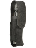 Black tactical knife sheath on a white background