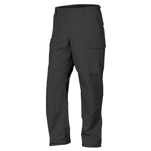 Black cargo pants on a white background