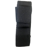 Black woven strap on a white background