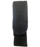 Black textured belt on a white background