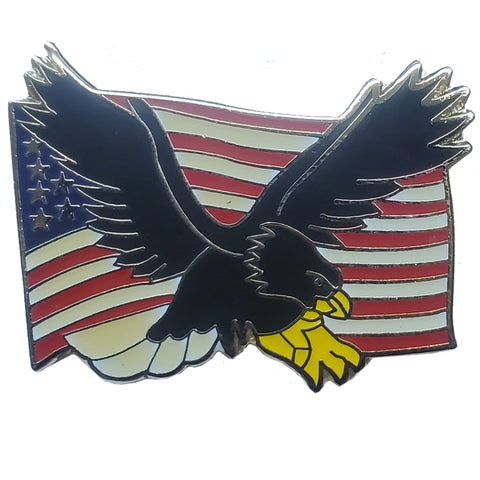 Eagle over a US Flag Lapel Pin