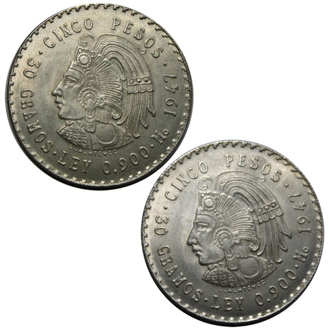 FAKE 1947 Mexican 5 Pesos (Cuauhtemoc) (128-2)