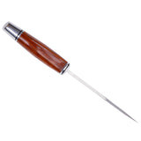 Knife with wooden handle and metal blade on a white background