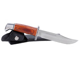 Folding knife with wooden handle on a white background