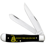 Knife - Case Dont Tread on Me Embellished Smooth Black Synthetic Trapper (06090)