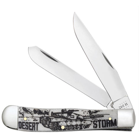 Knife - Case War Series Desert Storm Embellished Smooth Natural Bone Trapper (50953)