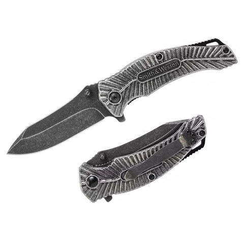 Knife - S&W Folding Knife w/Liner Lock and Clip Point Blade (CK116)