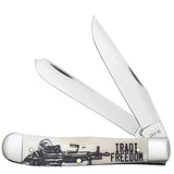 Knife - War Series Iraqi Freedom Embellished Smooth Natural Bone Trapper (50954)