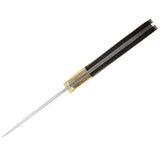 Knife with black and gold handle on a white background
