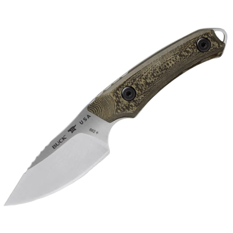 Buck knife with brown handle on a white background