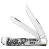 Knife - War Series Vietnam War Embellished Smooth Natural Bone Trapper (50952)