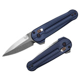 Blue folding knife with a white background