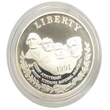 1991 Mt. Rushmore Anniversary Proof Silver Dollar Coin (7618)