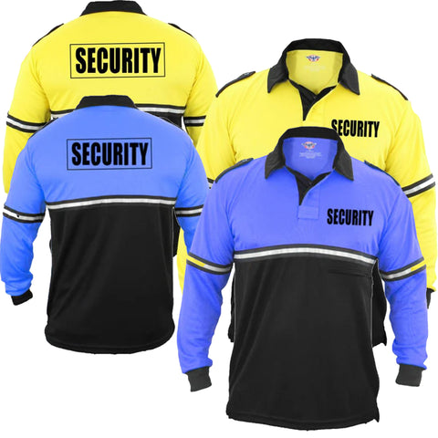 Polo - Two Tone Long Sleeve Security w/Zipper Pocket & Epaulets