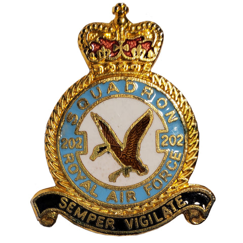 Vintage Post WWII Squadron 202 Royal Air Force RAF Semper Vigilante (8040)