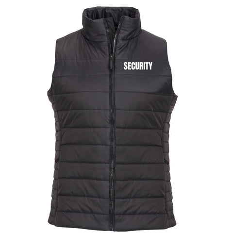 Puffer Vest Black w/White Security Lettering