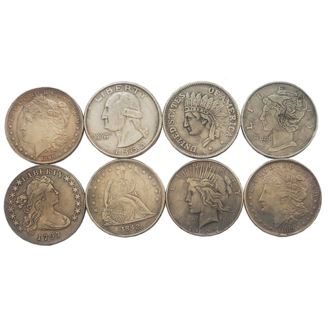 Vintage Replica US Dollar Coins - 8 Piece Set (7852)