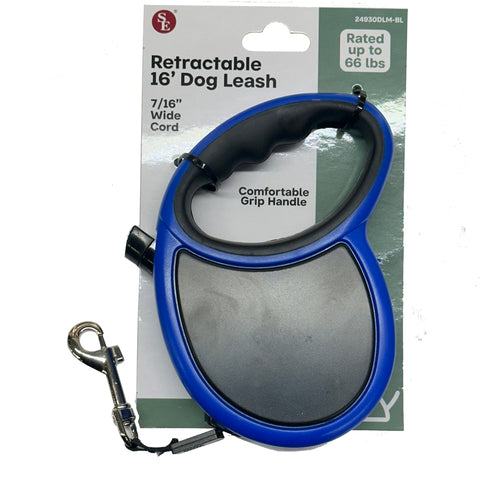 SE 1/2' Heavy Duty Blue Retractable Dog Leash- 66 Lbs/7/16" Wide Cord (24930DLM-BL)
