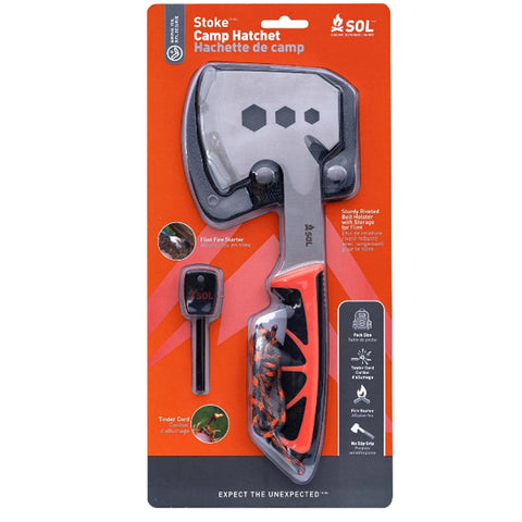 SOL Stoke Camp Hatchet, Fire Starter, Nylon Sheath