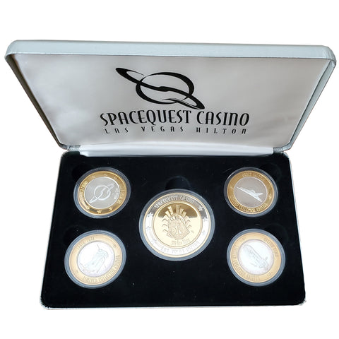 Spacequest Casino Las Vegas Hilton Limited Collector Edition 5-Coin Set (7880)