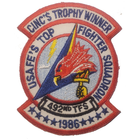 Patch - USAFE 492nd-TFS RAF Cinc's Trophy Winner 1986 - Sew On (7965)