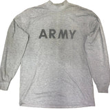 Gray long-sleeve shirt with 'ARMY' text on a concrete floor