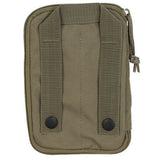 Olive green tactical pouch with zipper on a white background