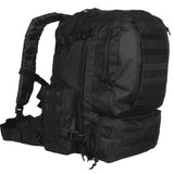 Black tactical backpack on a white background