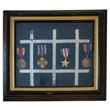 Vintage Beautifully Crafted Display Case w/4 Military Medals (8007)