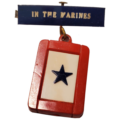 Vintage WWII USMC Blue Star Son in Service Bakelite Pin (8043)