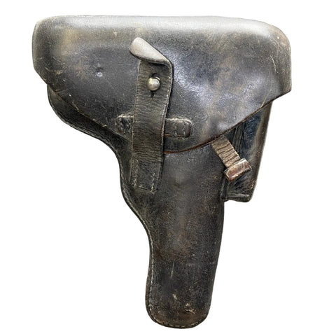 Old leather gun holster on a white background