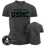T-Shirt - USMC 'Semper Fi Classic' Black Ink Live Free Men's T-Shirt