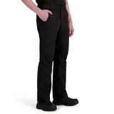 Black work pants with side cargo pockets, shown on a model from the waist down wearing black work boots against a white background.
