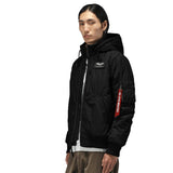 Alpha Industries MA-1 Hooded Rib Bomber Jacket - Black